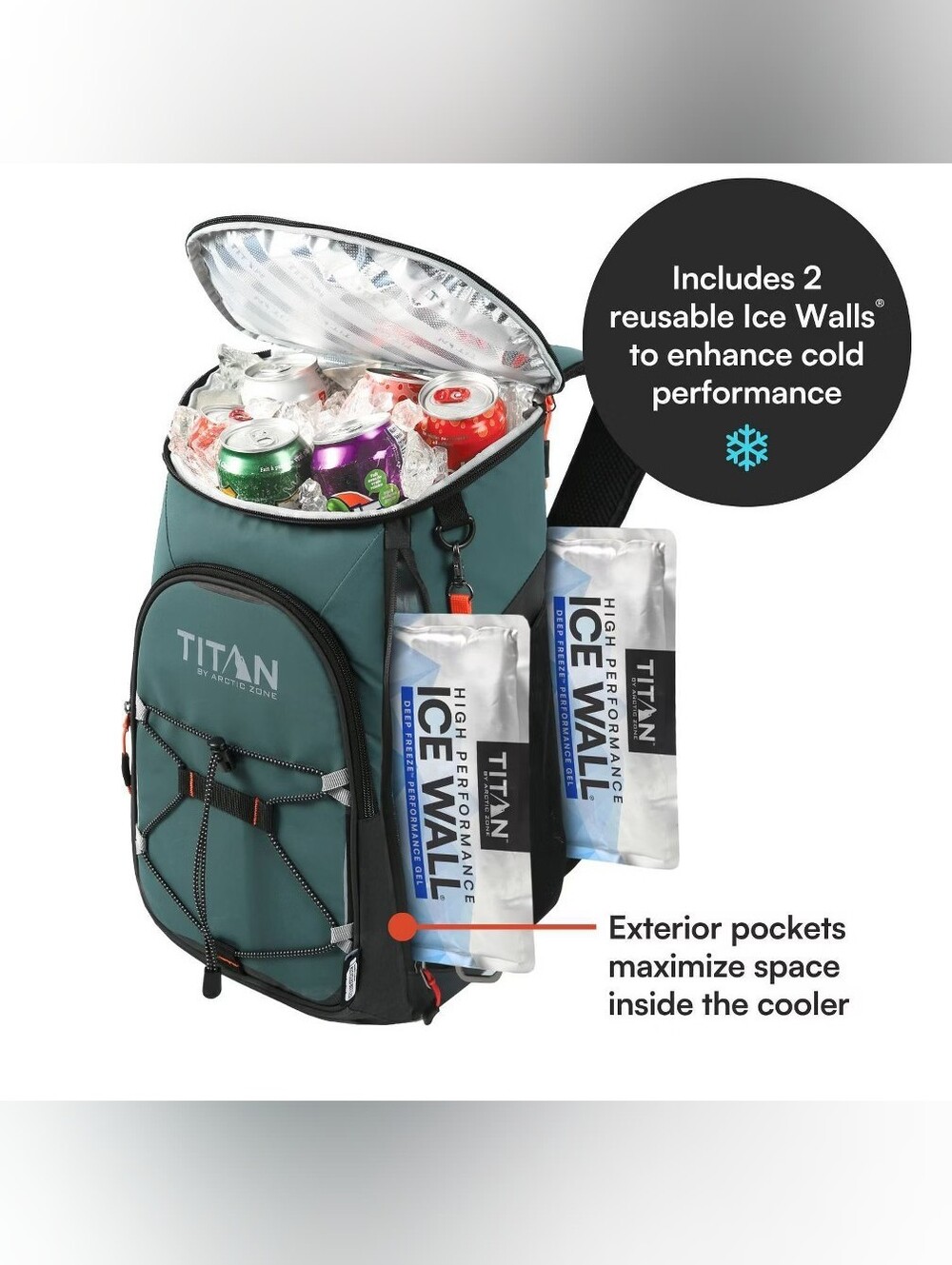 Titan By Arctic Zone Eco 24 Cans 16 Quart Backpack Cooler With Ice Walls